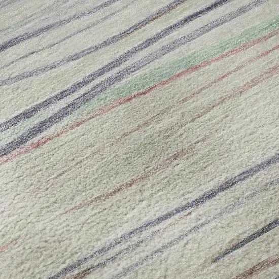 Beige Pink And Purple Striped Washable Area Rug With UV Protection Photo 8