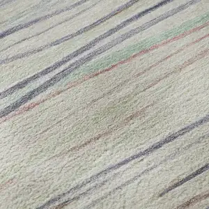 Photo of Beige Pink And Purple Striped Washable Area Rug With UV Protection