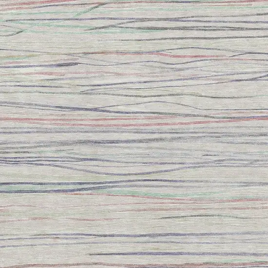 Beige Pink And Purple Striped Washable Area Rug With UV Protection Photo 3