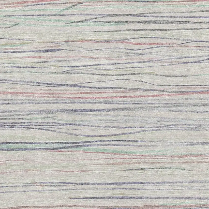 Beige Pink And Purple Striped Washable Area Rug With UV Protection Photo 3