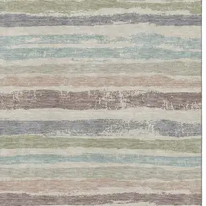 Photo of Beige Plum And Ivory Striped Washable Area Rug With UV Protection