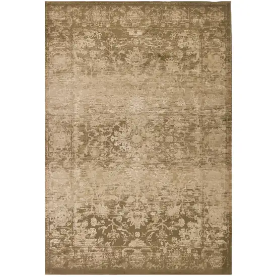 Beige And Tan Floral Medallion Area Rug Photo 5
