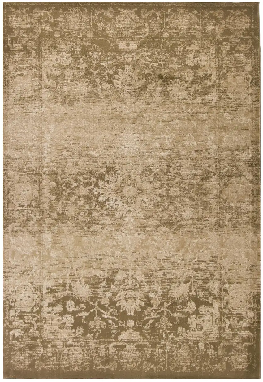 Beige And Tan Floral Medallion Area Rug Photo 5