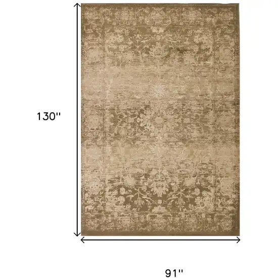 Beige And Tan Floral Medallion Area Rug Photo 4