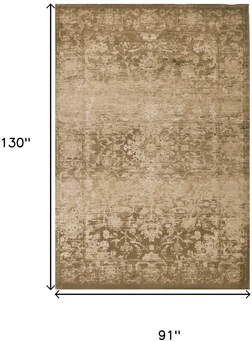 Beige And Tan Floral Medallion Area Rug Photo 4