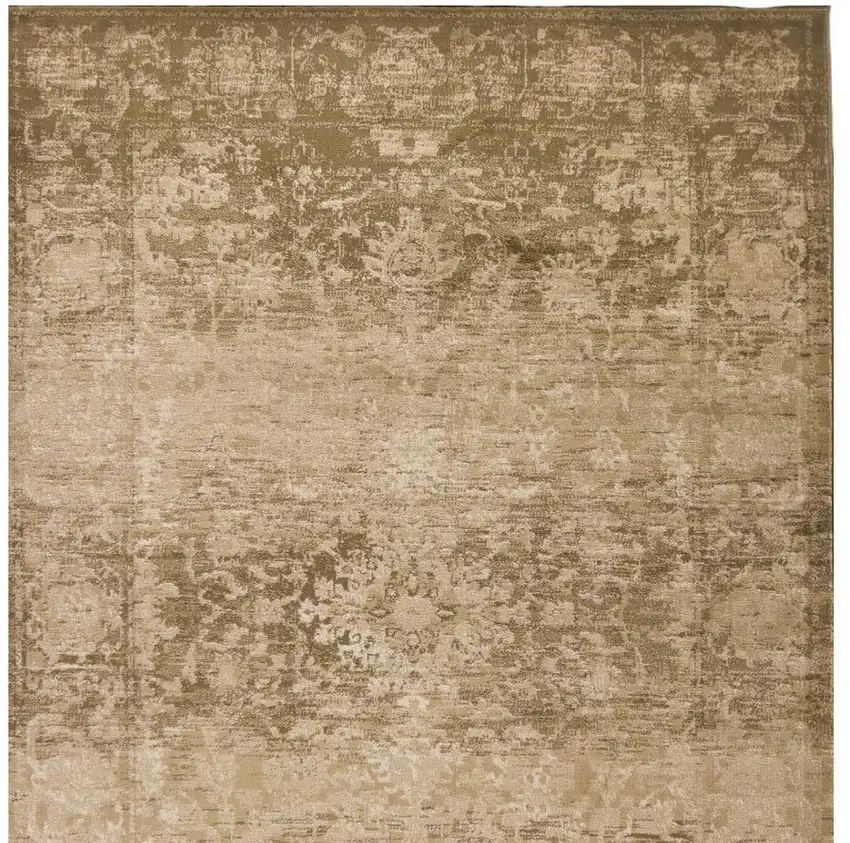 Beige And Tan Floral Medallion Area Rug Photo 6