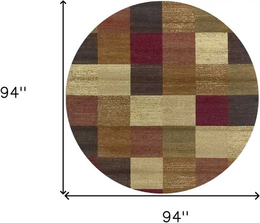 Cream Brown and Red Geometric Area Rug Photo 3