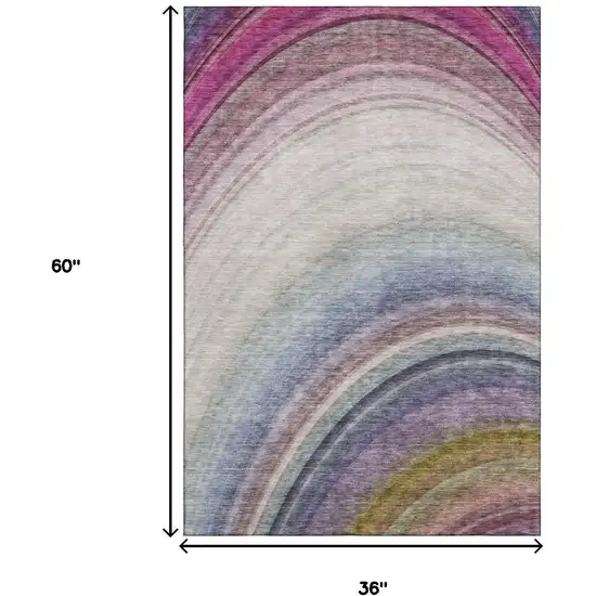 Beige Purple And Blue Ombre Washable Area Rug With UV Protection Photo 3
