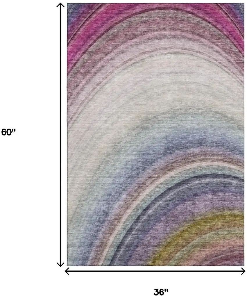 Beige Purple And Blue Ombre Washable Area Rug With UV Protection Photo 3