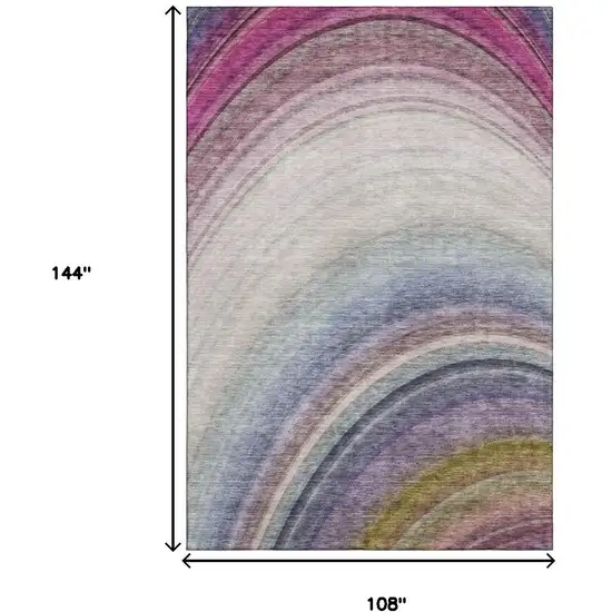 Beige Purple And Blue Ombre Washable Area Rug With UV Protection Photo 9