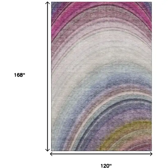 Beige Purple And Blue Ombre Washable Area Rug With UV Protection Photo 7
