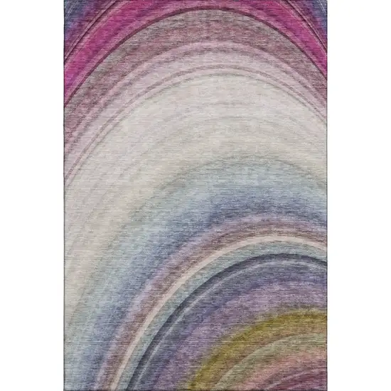 Beige Purple And Blue Ombre Washable Area Rug With UV Protection Photo 2