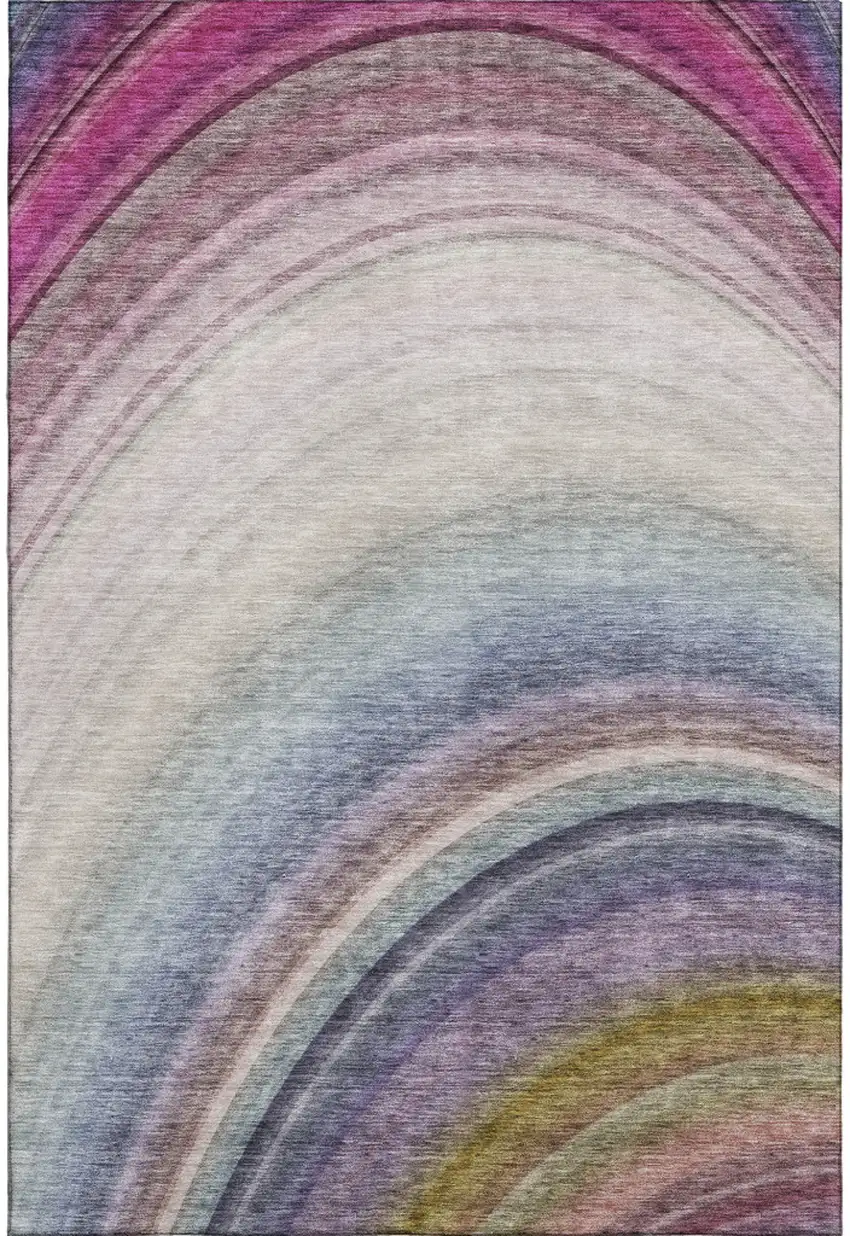 Beige Purple And Blue Ombre Washable Area Rug With UV Protection Photo 2