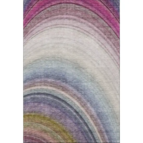 Beige Purple And Blue Ombre Washable Area Rug With UV Protection Photo 4