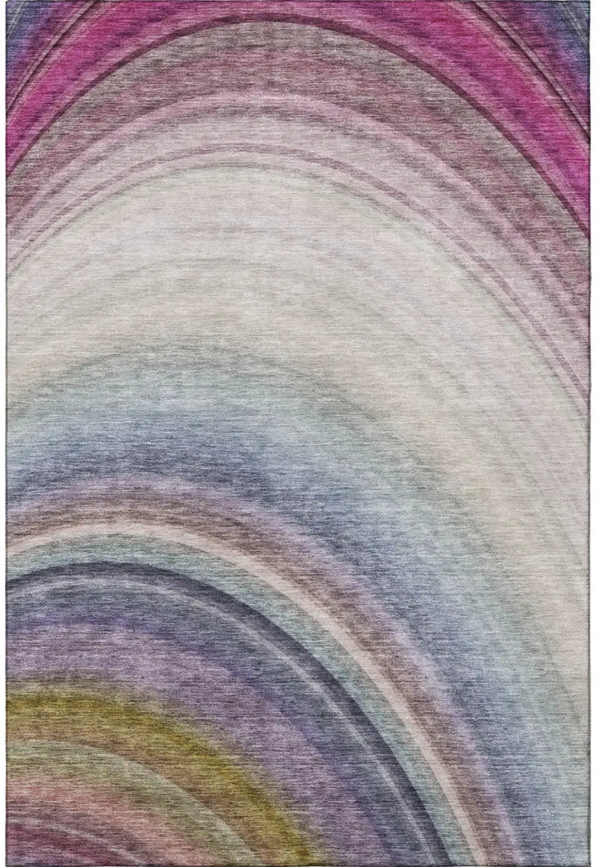 Beige Purple And Blue Ombre Washable Area Rug With UV Protection Photo 4