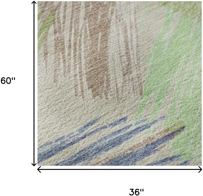 Beige Purple And Mint Green Striped Washable Area Rug With UV Protection Photo 9