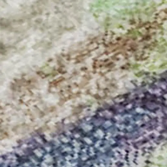 Beige Purple And Mint Green Striped Washable Area Rug With UV Protection Photo 3