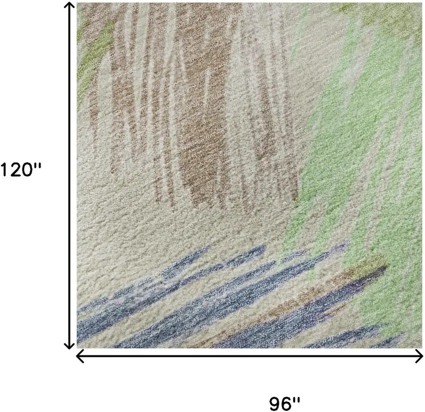 Beige Purple And Mint Green Striped Washable Area Rug With UV Protection Photo 9