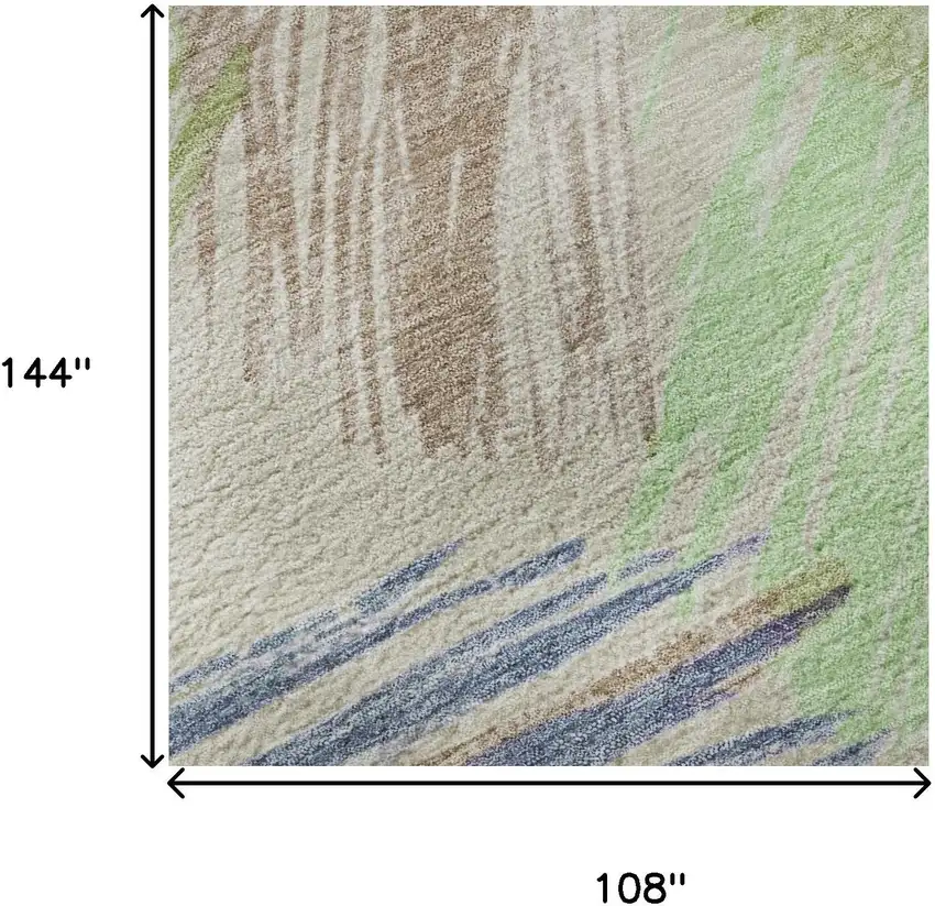 Beige Purple And Mint Green Striped Washable Area Rug With UV Protection Photo 9