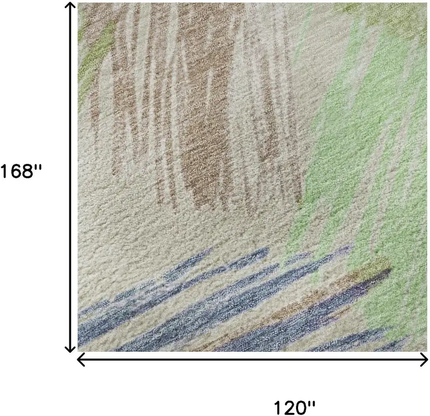 Beige Purple And Mint Green Striped Washable Area Rug With UV Protection Photo 9