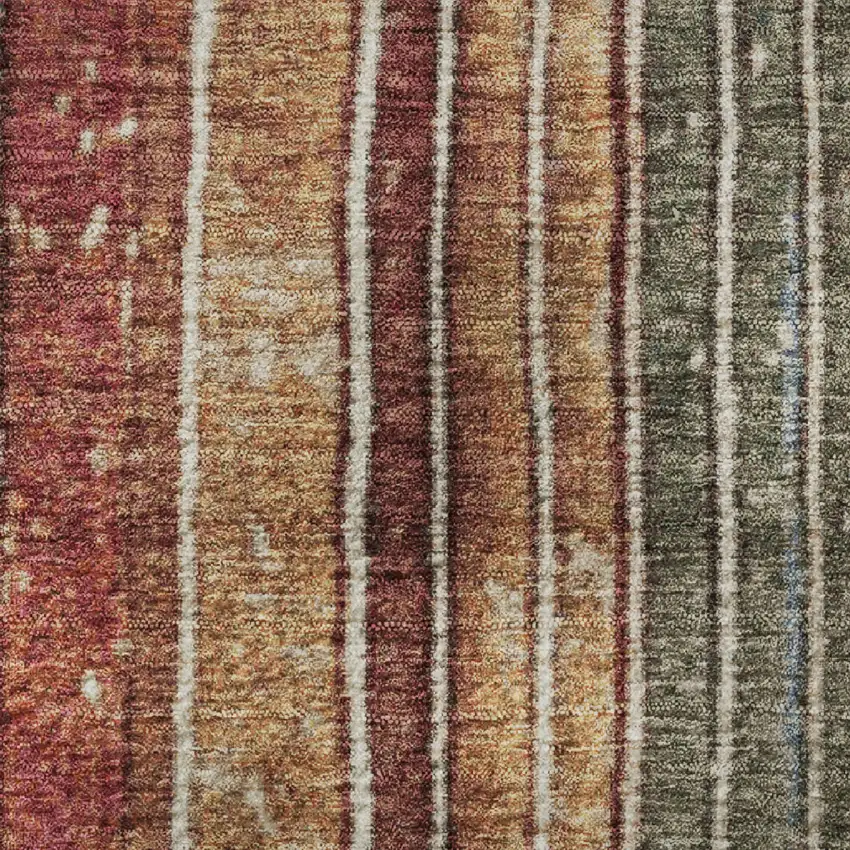 Beige Red And Blue Striped Washable Area Rug With UV Protection Photo 9