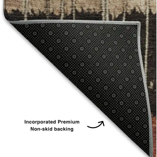 Beige Red And Blue Striped Washable Area Rug With UV Protection Photo 5