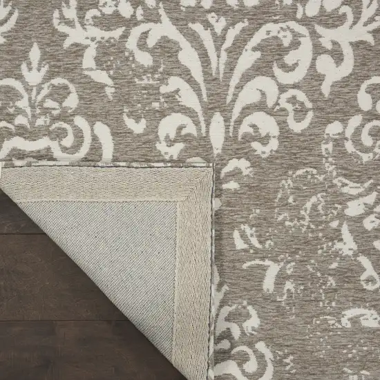 Beige Red And Gray Damask Distressed Area Rug Photo 3