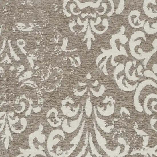 Beige Red And Gray Damask Distressed Area Rug Photo 6