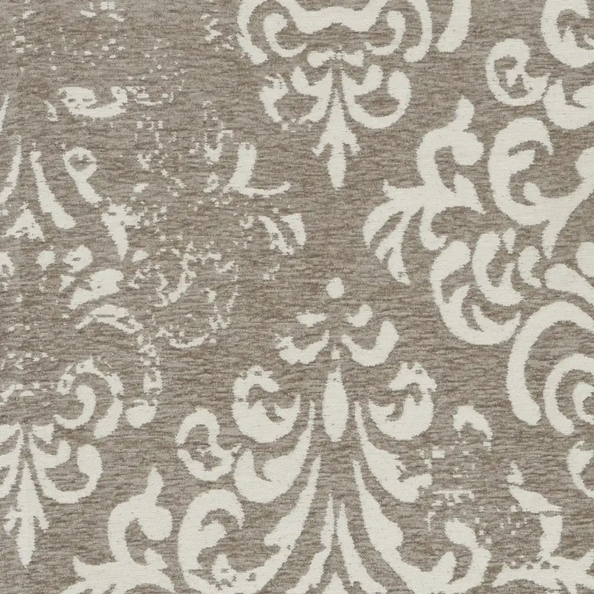Beige Red And Gray Damask Distressed Area Rug Photo 6