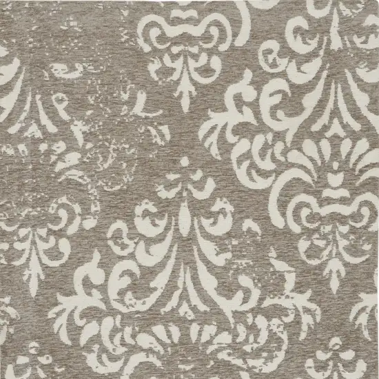 Beige Red And Gray Damask Distressed Area Rug Photo 7