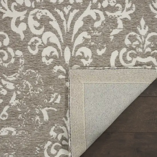 Beige Red And Gray Damask Distressed Area Rug Photo 2