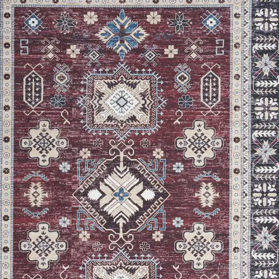 Beige Red And Gray Oriental Distressed Non Skid Area Rug Photo 7