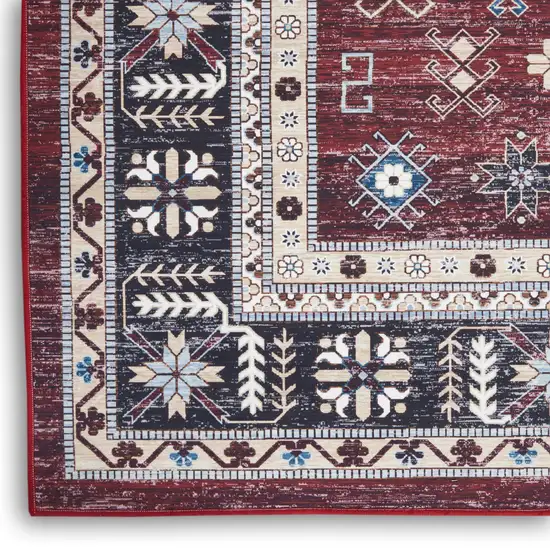 Beige Red And Gray Oriental Distressed Non Skid Area Rug Photo 3