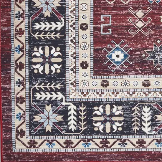 Beige Red And Gray Oriental Distressed Non Skid Area Rug Photo 2