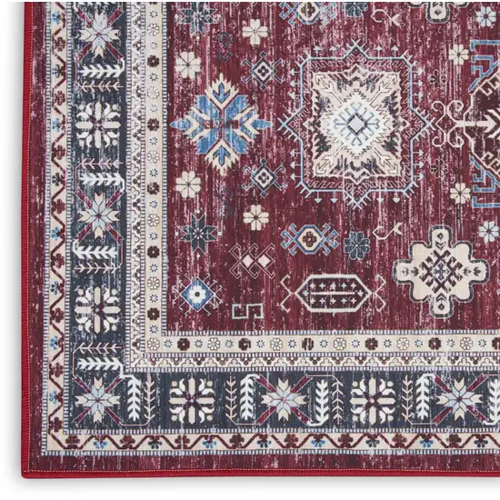 Beige Red And Gray Oriental Distressed Non Skid Area Rug Photo 9