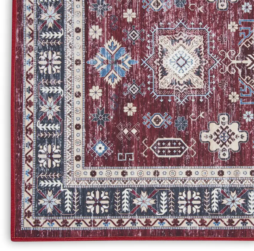 Beige Red And Gray Oriental Distressed Non Skid Area Rug Photo 9