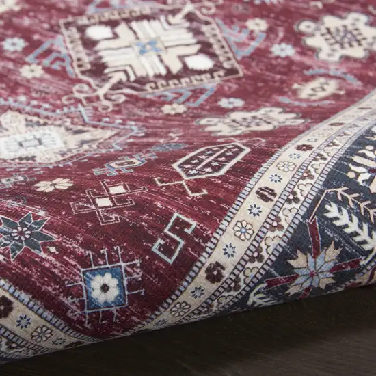 Beige Red And Gray Oriental Distressed Non Skid Area Rug Photo 8