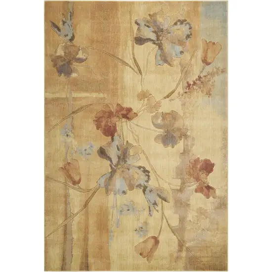 Beige Red And Orange Floral Area Rug Photo 2
