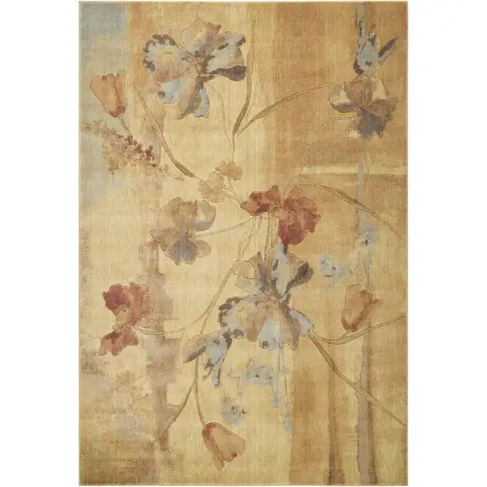 Beige Red And Orange Floral Area Rug Photo 8