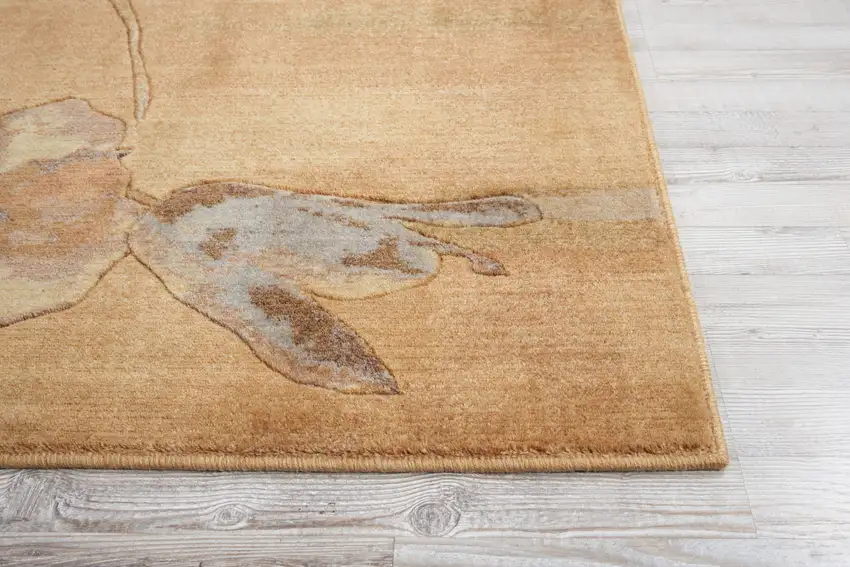 Beige Red And Orange Floral Area Rug Photo 7