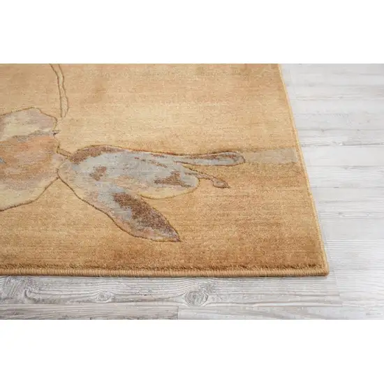 Beige Red And Orange Floral Area Rug Photo 7