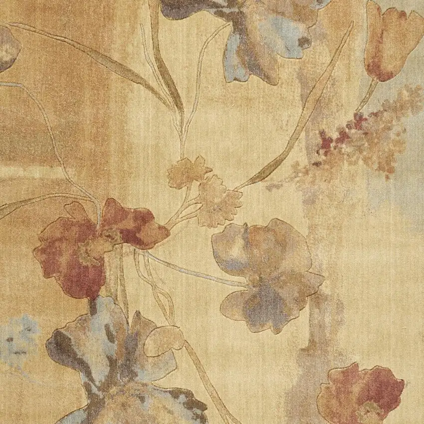 Beige Red And Orange Floral Area Rug Photo 3
