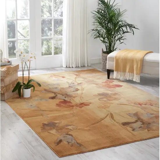Beige Red And Orange Floral Area Rug Photo 4