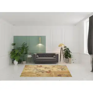 Photo of Beige Red And Orange Floral Area Rug