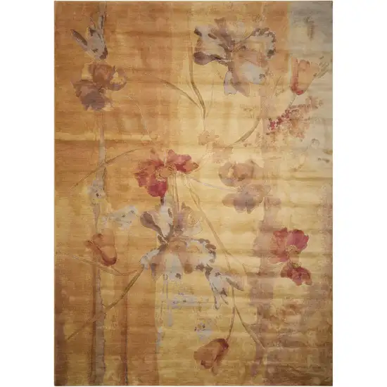 Beige Red And Orange Floral Area Rug Photo 7