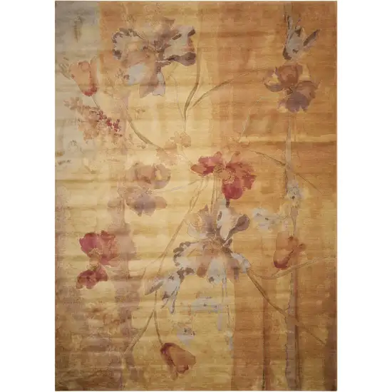 Beige Red And Orange Floral Area Rug Photo 5