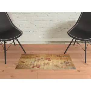 Photo of Beige Red And Orange Floral Area Rug