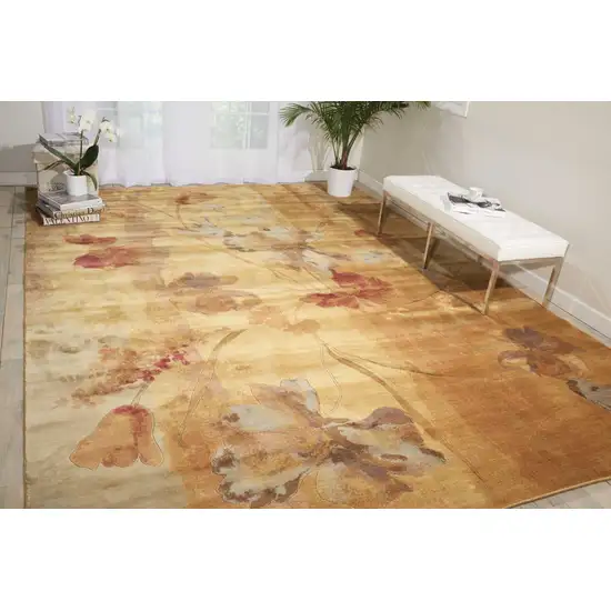 Beige Red And Orange Floral Area Rug Photo 4