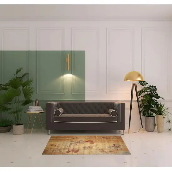 Beige Red And Orange Floral Area Rug Photo 1