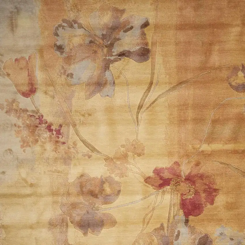 Beige Red And Orange Floral Area Rug Photo 3